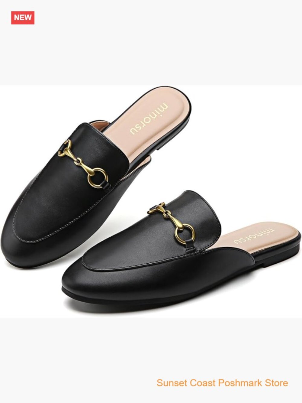 Womens Buckle Mules Memory Foam Insole Low Heel Casual Round Toe Slip On